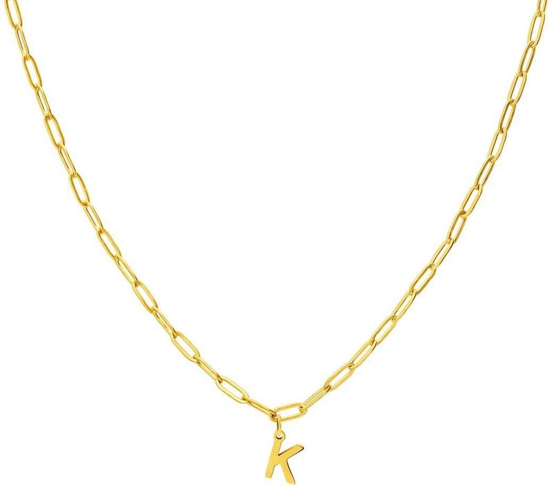 Lucardi - Closed Forever Letter K - Ketting - Goudkleurig - Staal - 47 cm