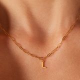 Lucardi - Closed Forever Letter L - Ketting - Goudkleurig - Staal - 47 cm