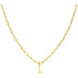 Lucardi - Closed Forever Letter L - Ketting - Goudkleurig - Staal - 47 cm
