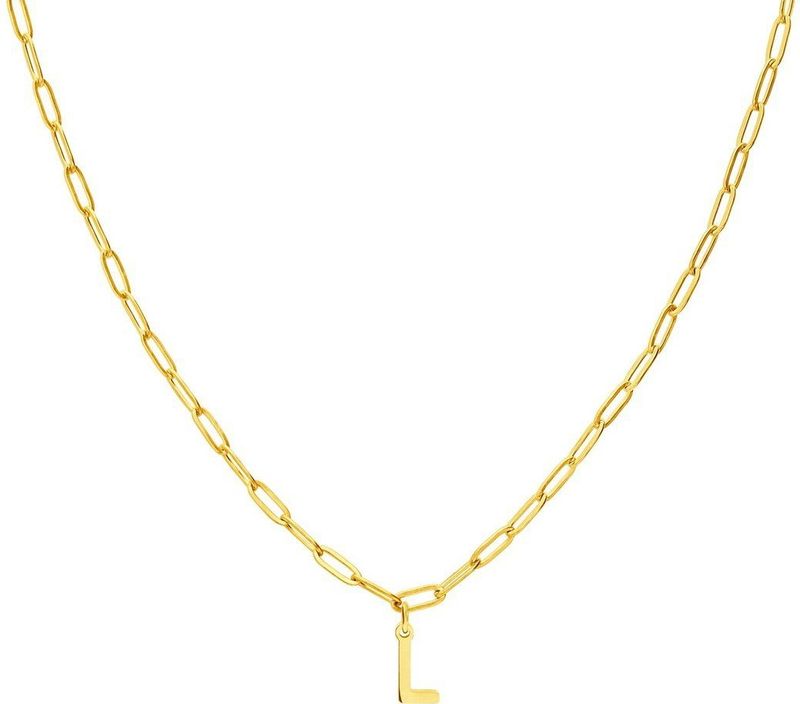 Lucardi - Closed Forever Letter L - Ketting - Goudkleurig - Staal - 47 cm
