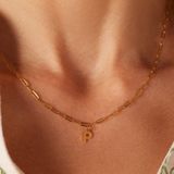Lucardi - Closed Forever Letter P - Ketting - Goudkleurig - Staal - 47 cm