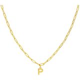 Lucardi - Closed Forever Letter P - Ketting - Goudkleurig - Staal - 47 cm