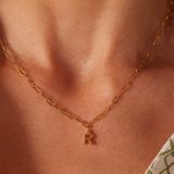 Lucardi - Closed Forever Letter R - Ketting - Goudkleurig - Staal - 47 cm