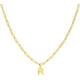 Lucardi - Closed Forever Letter R - Ketting - Goudkleurig - Staal - 47 cm