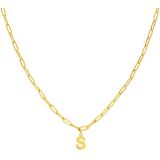 Lucardi - Closed Forever Letter S - Ketting - Goudkleurig - Staal - 47 cm