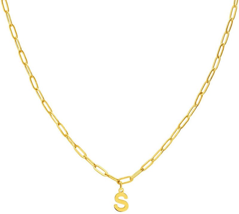 Lucardi - Closed Forever Letter S - Ketting - Goudkleurig - Staal - 47 cm