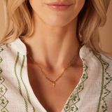 Lucardi - Closed Forever Letter T - Ketting - Goudkleurig - Staal - 47 cm