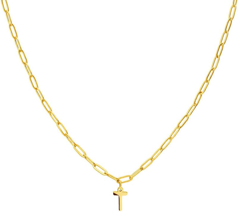 Lucardi - Closed Forever Letter T - Ketting - Goudkleurig - Staal - 47 cm