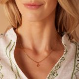 Lucardi - Closed Forever Letter U - Ketting - Goudkleurig - Staal - 47 cm