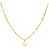 Lucardi - Closed Forever Letter U - Ketting - Goudkleurig - Staal - 47 cm