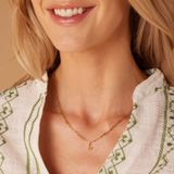 Lucardi - Closed Forever Letter V - Ketting - Goudkleurig - Staal - 47 cm