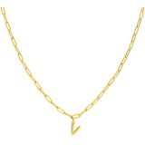 Lucardi - Closed Forever Letter V - Ketting - Goudkleurig - Staal - 47 cm