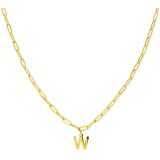 Lucardi - Closed Forever Letter W - Ketting - Goudkleurig - Staal - 47 cm