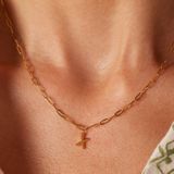 Lucardi - Closed Forever Letter X - Ketting - Goudkleurig - Staal - 47 cm