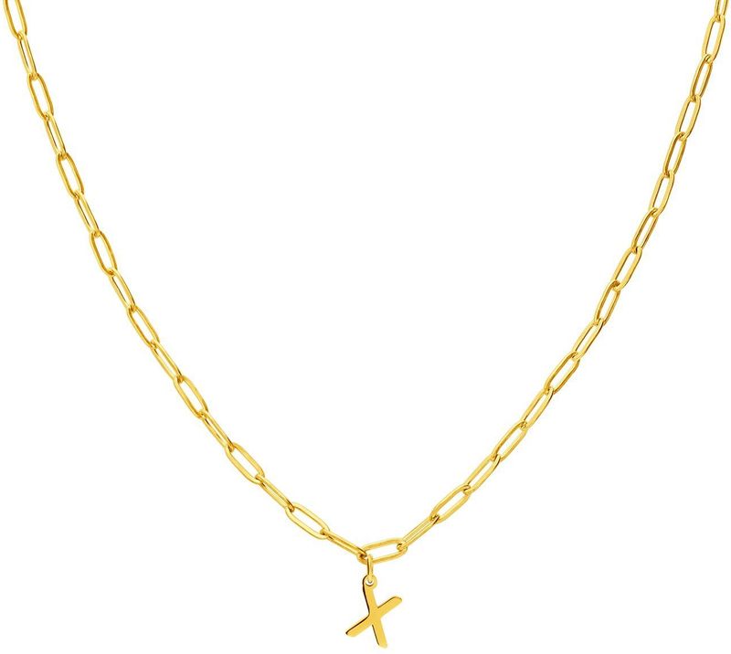 Lucardi - Closed Forever Letter X - Ketting - Goudkleurig - Staal - 47 cm
