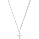 Lucardi - Dames Stalen Ketting met Kruis - Zilverkleurig - 47 cm