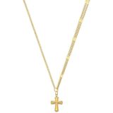 Lucardi - Dames Stalen Goldplated Ketting met Kruis - Goudkleurig - 47 cm