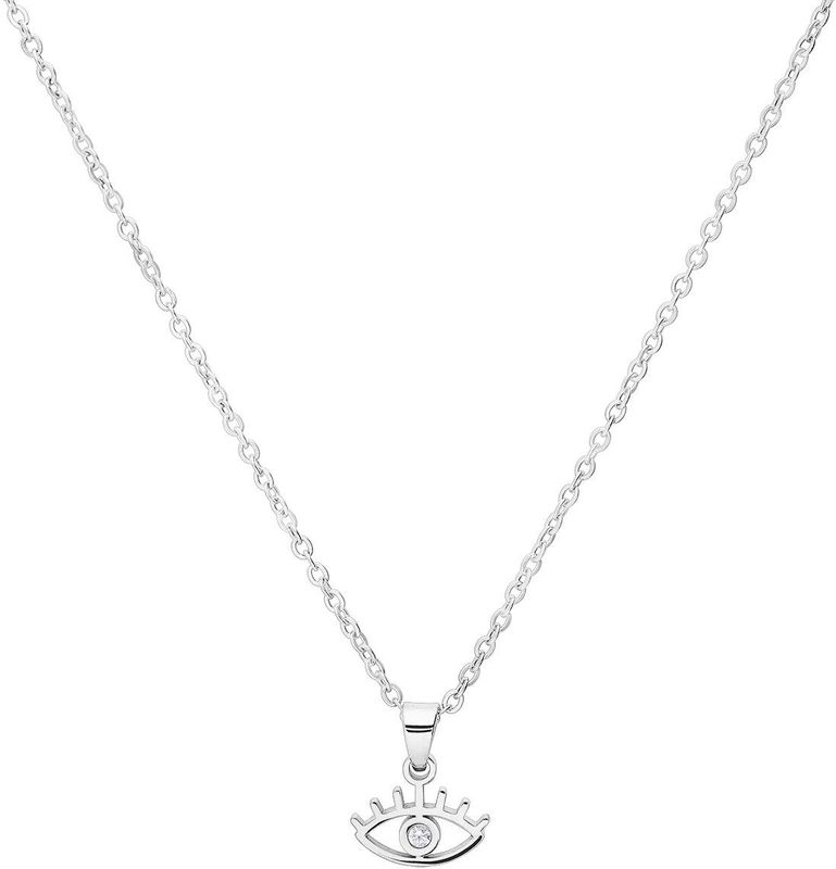 Lucardi - Dames Stalen Ketting met Oog - Zilverkleurig - 45 cm