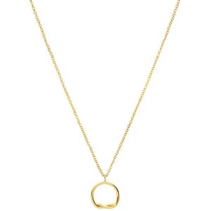 Lucardi - Dames Stalen Goldplated Ketting - Ketting - Goudkleurig - Staal - 47 cm
