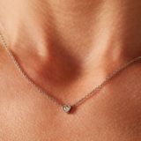 Lucardi - Dames Stalen Goldplated Ketting Hart met Zirkonia - Goudkleurig - 47 cm