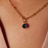 Lucardi - Stalen Goldplated Ketting - Goudkleurig - Geboortesteen Hanger December - 43 cm