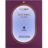 Lucardi - Stalen Goldplated Ketting - Goudkleurig - Geboortesteen Hanger December - 43 cm