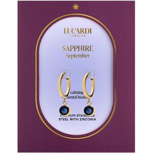 Lucardi - Oorbellen - Goldplated - Goudkleurig - Geboortesteen September
