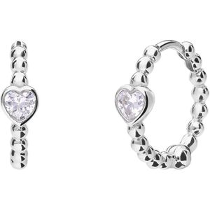Lucardi - Kinder Zilveren Oorringen Hart - Oorbellen - Zilverkleurig - 925 Zilver