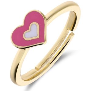 Zilveren goldplated ring emaille roze