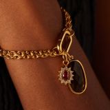 Lucardi - Charm Sluiting Ovaal - Hanger - Goudkleurig - Staal