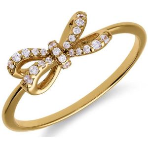 Zilveren goldplated ring strik zirkonia