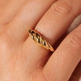 Lucardi - Croissant - Ring - Goudkleurig - 925 Zilver