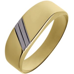 14 Karaat gouden zegelring streep