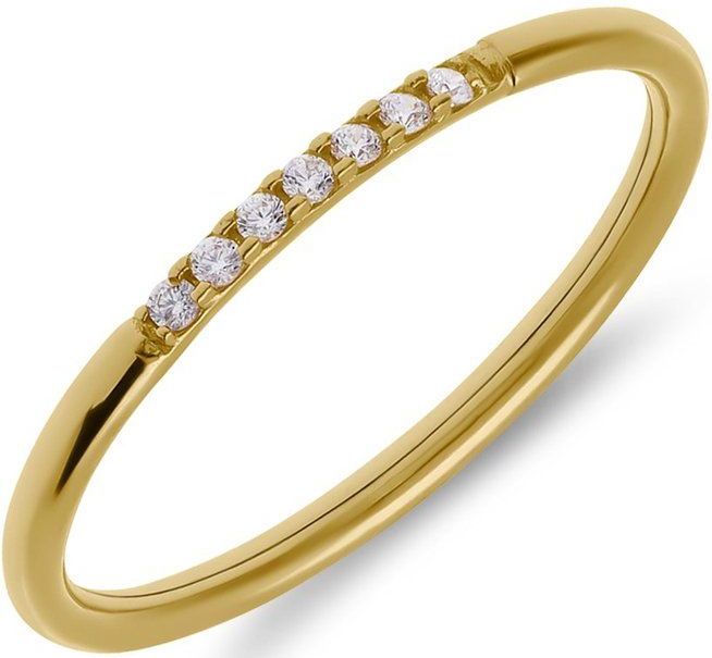 Lucardi - Dames Rijring - Goudkleurig - 9 Karaat - Zirkonia