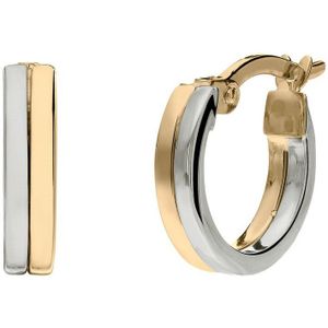 Lucardi - Oorbellen - Bicolor - Zilver - Goudkleurig - 9 Karaat