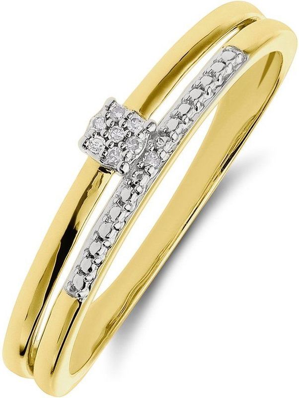 Lucardi - Ring - Geelgoud - 14 Karaat Goud - Diamant 0,02ct
