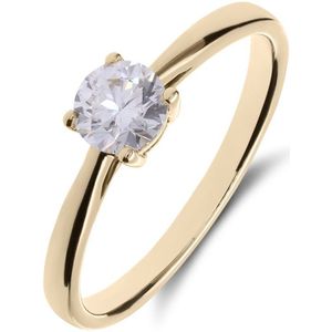Lucardi Dames 14 karaat geelgouden solitair ring met diamant 0,50ct - Ring - 14 Karaat Goud - Goud - 16.50 / 52 mm