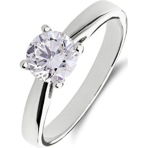 14 karaat witgouden solitair ring met lab grown diamant 1ct.