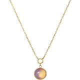 Lucardi - Dames Stalen Goldplated Ketting - Ketting - Goudkleurig - Staal - 47 cm