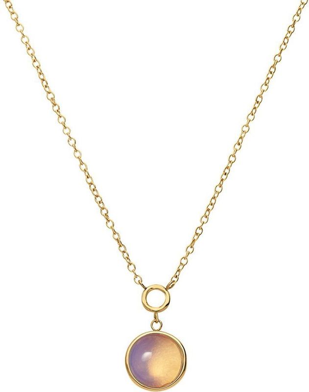 Lucardi - Dames Stalen Goldplated Ketting - Ketting - Goudkleurig - Staal - 47 cm
