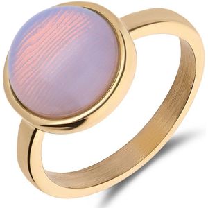 Stalen goldplated ring met opaal