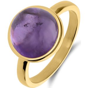 Stalen goldplated ring met amethyst voor dames
