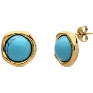 LuLu Jewels stalen goldplated oorringen met turquoise voor dames