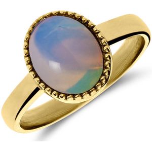 Stalen goldplated ring met opaal