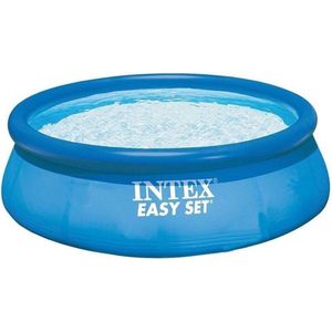 Intex Zwembad Easy Pool Set rond  366 X 76 Cm Blauw met Opblaasbare Rand