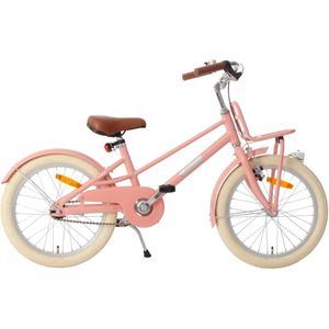 AMIGO Urban Meisjesfiets 18 Inch - Kinderfiets 27 cm - Lichtgewicht Aluminium - Met Terugtraprem en V-Brake - Zalmroze