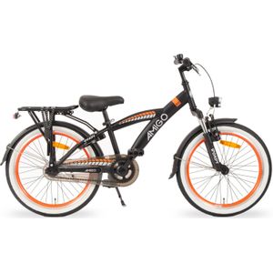 AMIGO Roady Jongensfiets 20 Inch - Kinderfiets Voor 6 Tot 8 Jaar - 110-125 cm - Zwart/Oranje