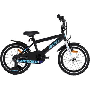 AMIGO Speeder 16 Inch Jongens Terugtraprem Zwart/Blauw