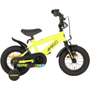 AMIGO Speeder Jongensfiets - 12 Inch 21,5 cm - Kinderfiets voor Jongens - Terugtraprem - Geel/Zwart