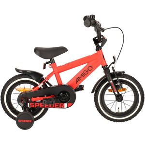 AMIGO Speeder Jongensfiets - 12 Inch 21,5 cm - Kinderfiets voor Jongens - Terugtraprem - Rood/Zwart